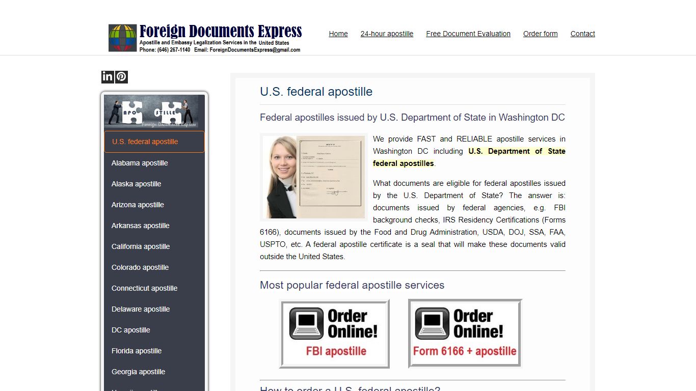 Apostille for Federal Document - Washington DC Apostille